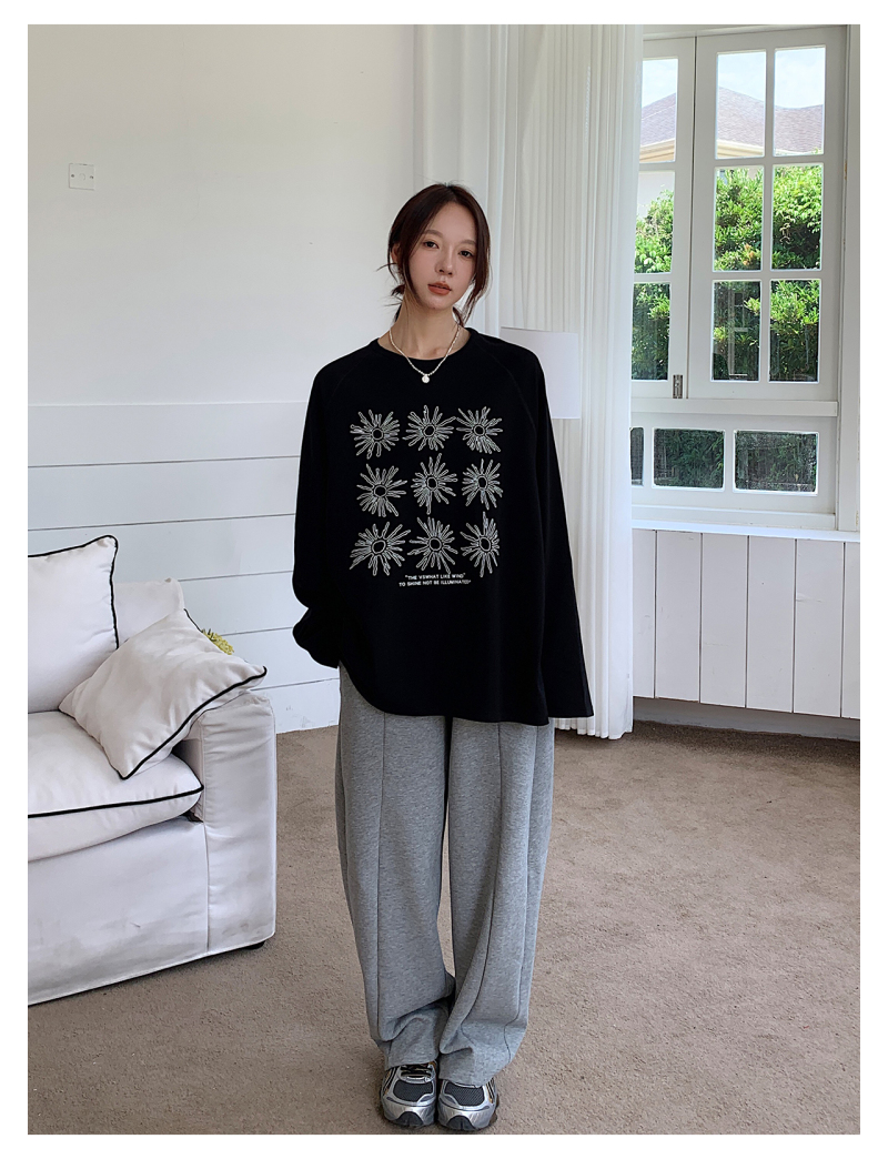 【蛋蛋专属】太阳花宽松慵懒感长袖体恤