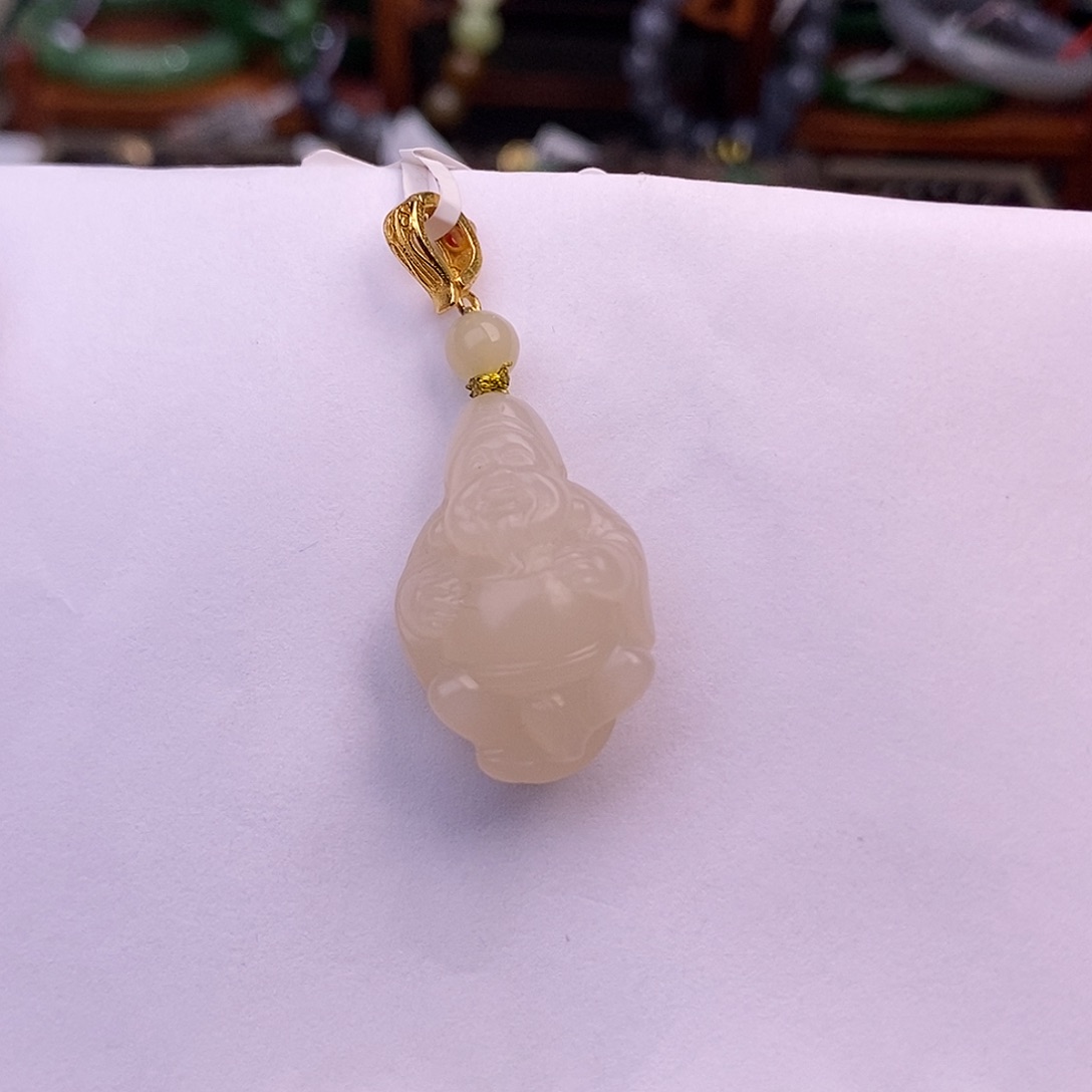 和田玉清货价浓藕粉财神爷未镶嵌