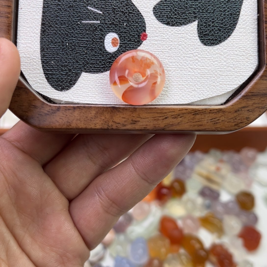 玛瑙/玉髓合金戒指龙纹小咪平安扣