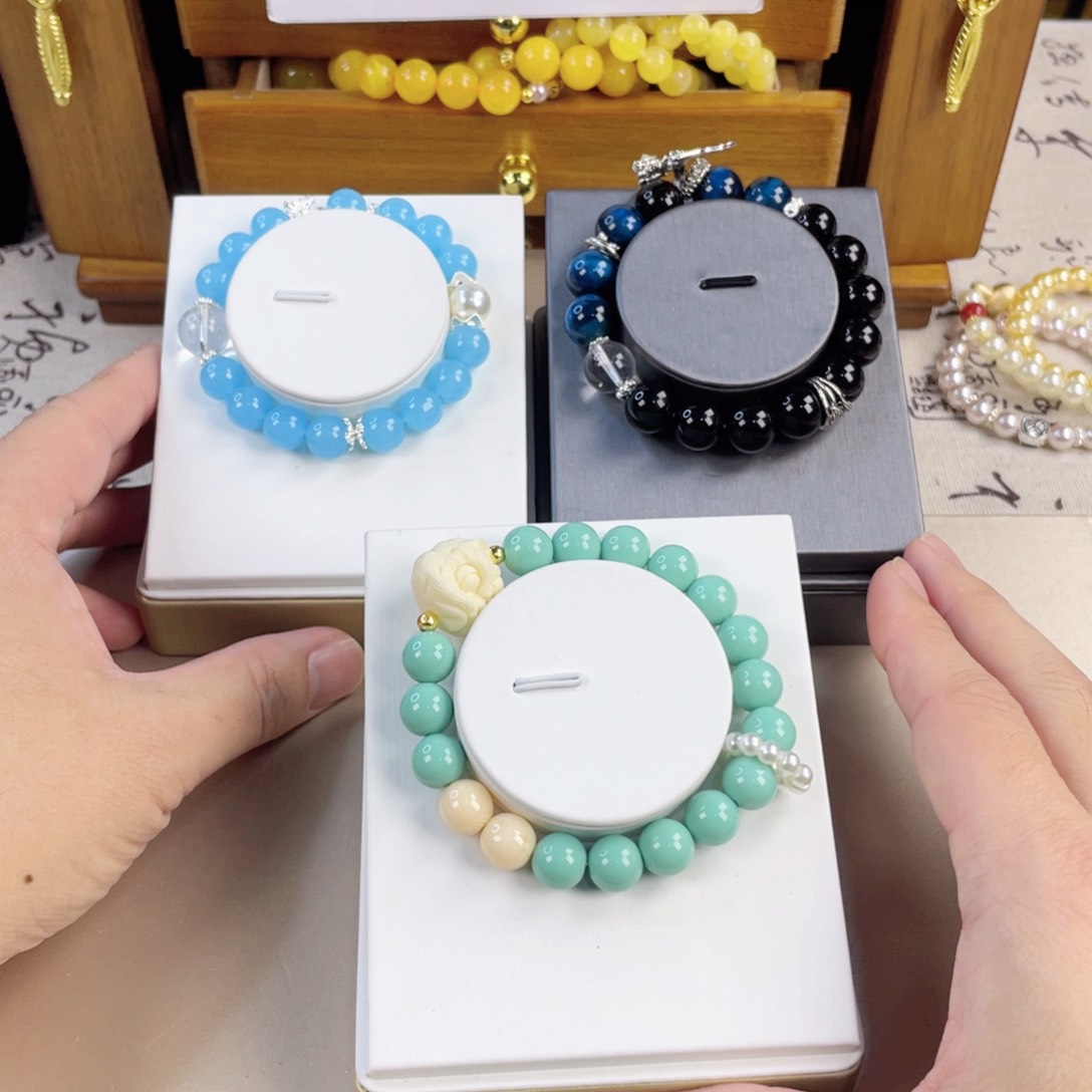 绿松石手链银S925镀金镶嵌