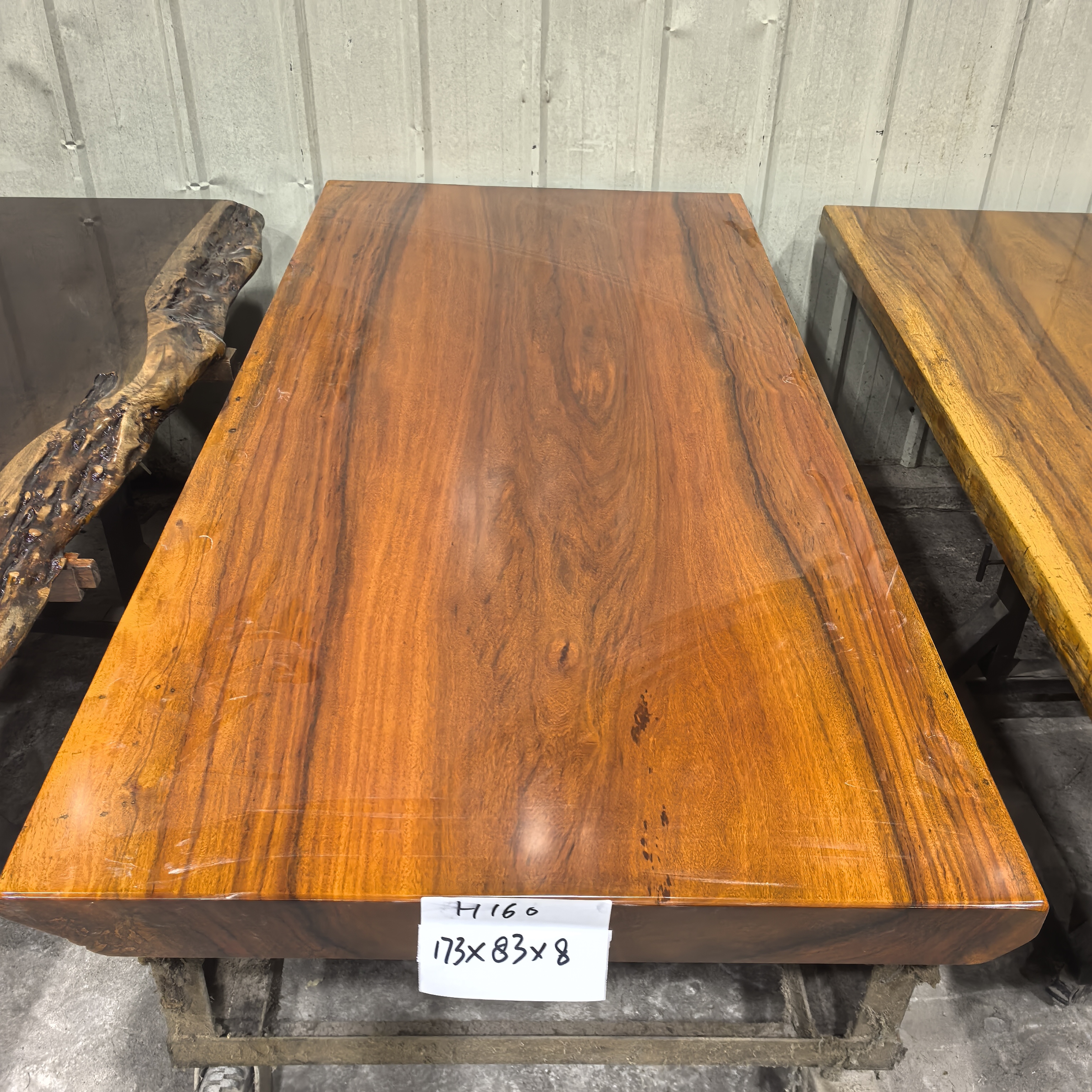 刚果原木整切大板桌茶桌办公桌自然之美整木整切