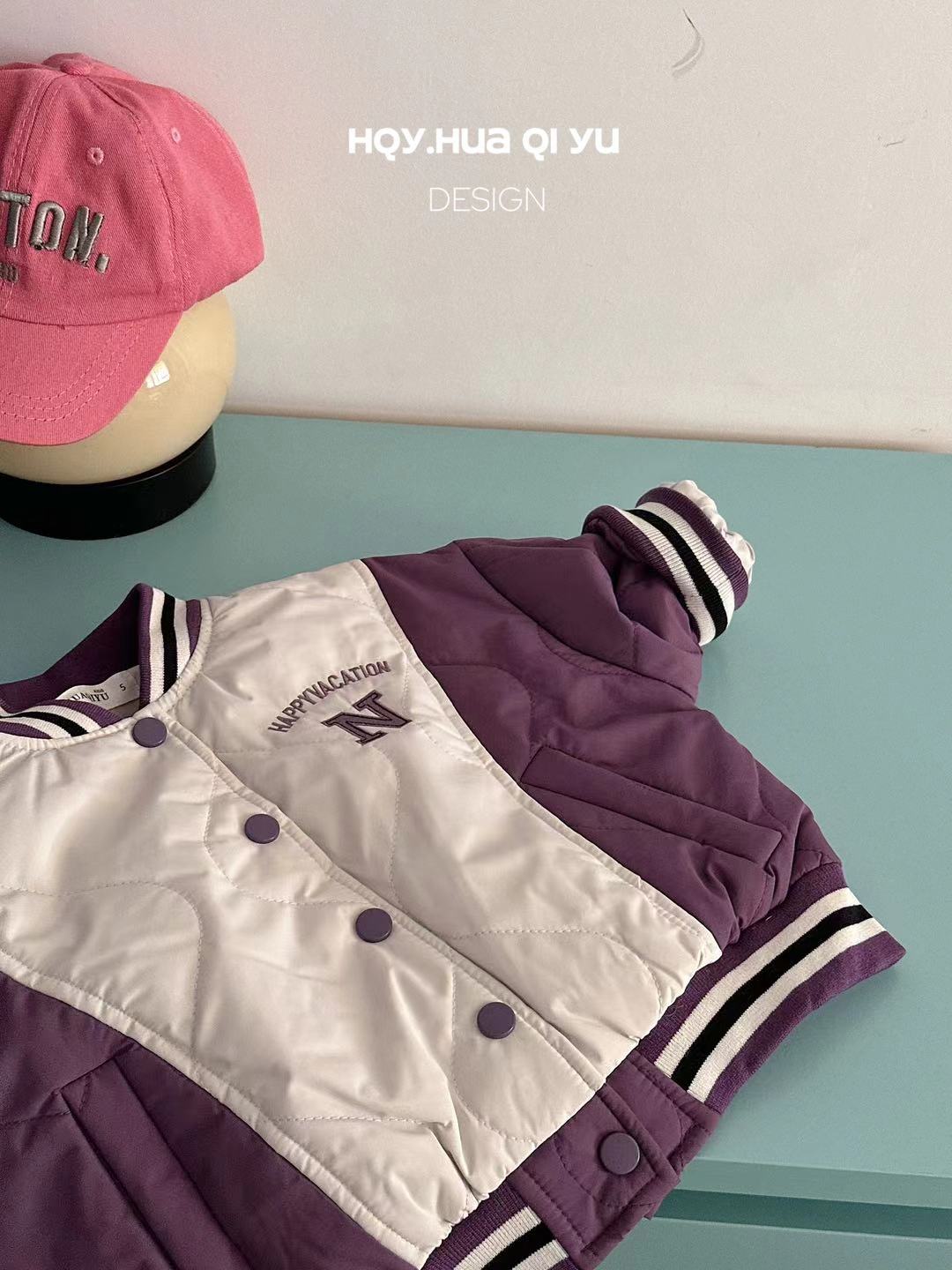 【E2883】男童外套春秋款2025新款小少爷帅气男孩春季夹棉棒球服