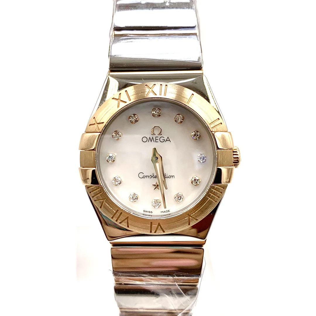 99新 Omega/欧米茄 星座/间金原镶钻/石英/表径27mm/女表