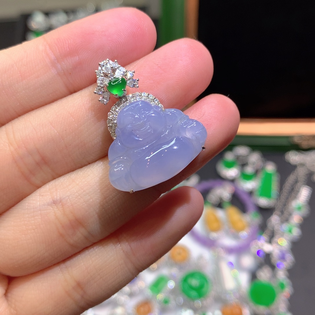 翡翠18K金镶嵌吊坠(不含链)