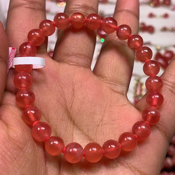 菱锰矿（红纹石）手绳未镶嵌高冰老矿毕业级7.2m