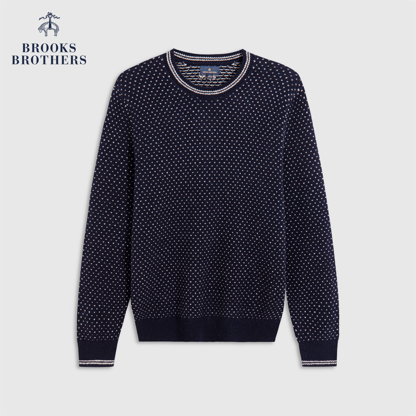 Brooks Brothers/布克兄弟男士25早秋新品圆领镶边复古毛衣
