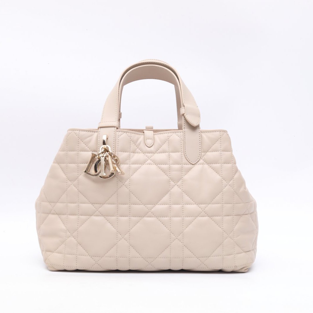 99新 DIOR/迪奥 小花柳 Toujours 手提单肩包 中号 奶茶色 2024 