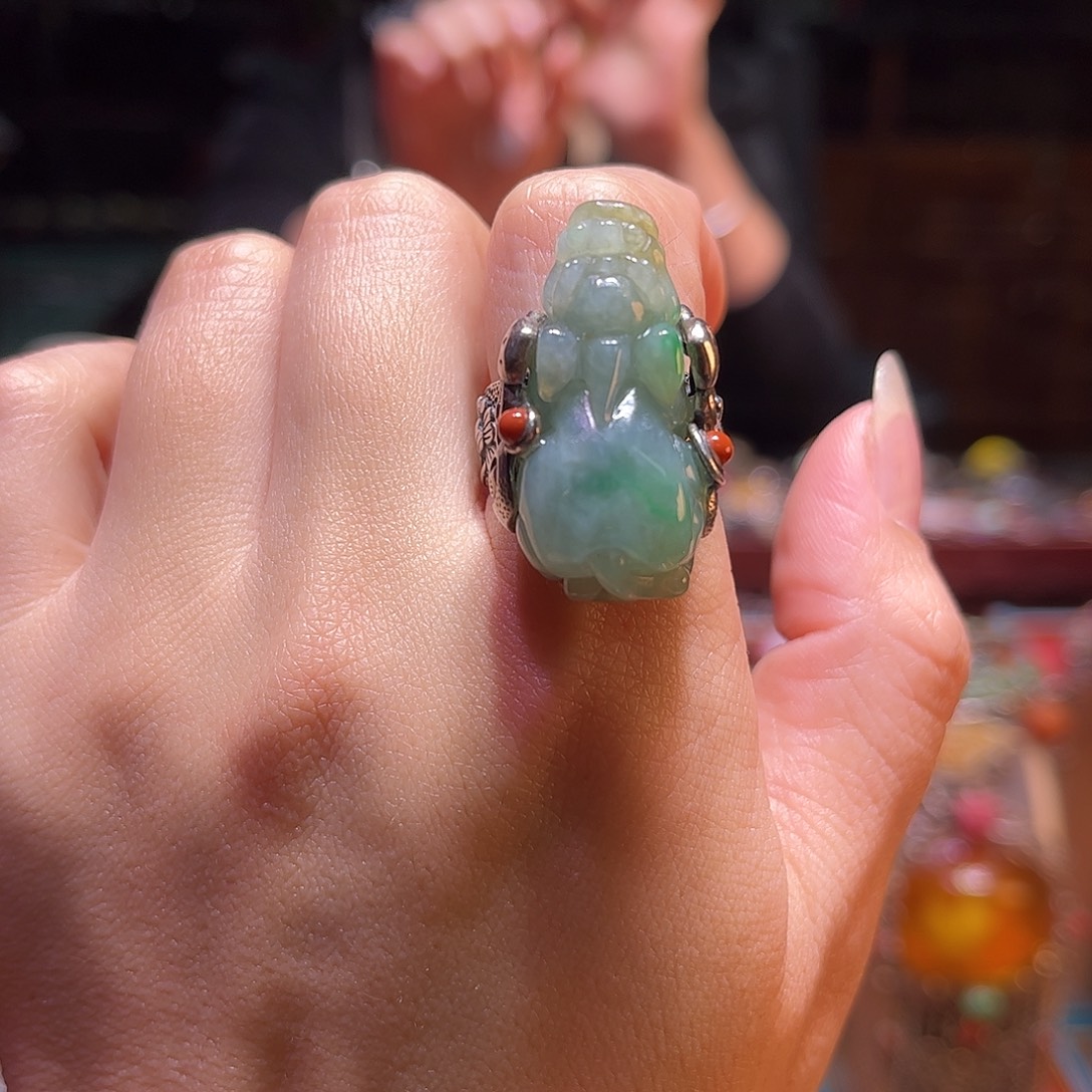 翡翠银S925镶嵌戒指