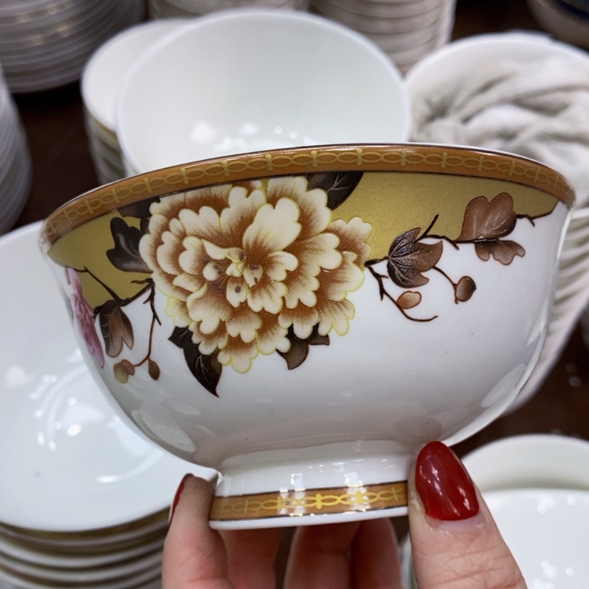 【闪购商品】钛合金金牡丹米饭碗10个