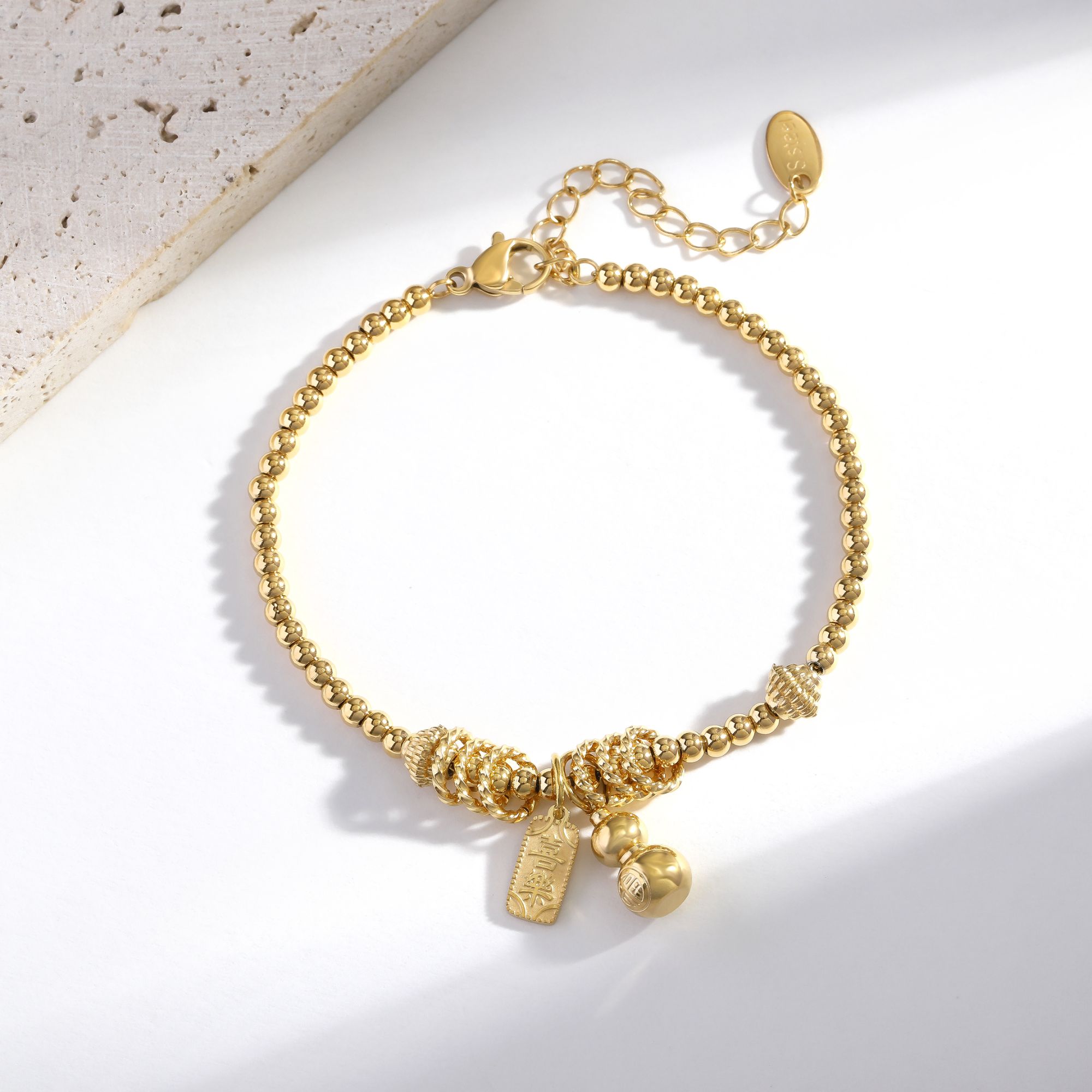 钛钢手链 佳佳（Z19）20厘米 古法葫芦串珠手链