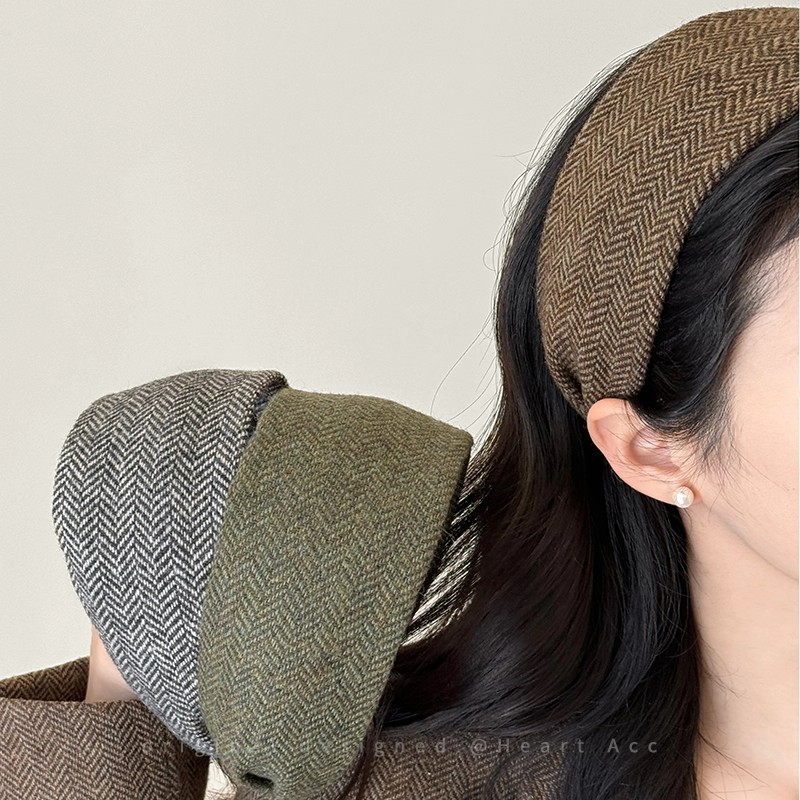 毛绒宽边老钱高颅顶发箍女韩国东大门复古百搭压发头箍显脸小头饰