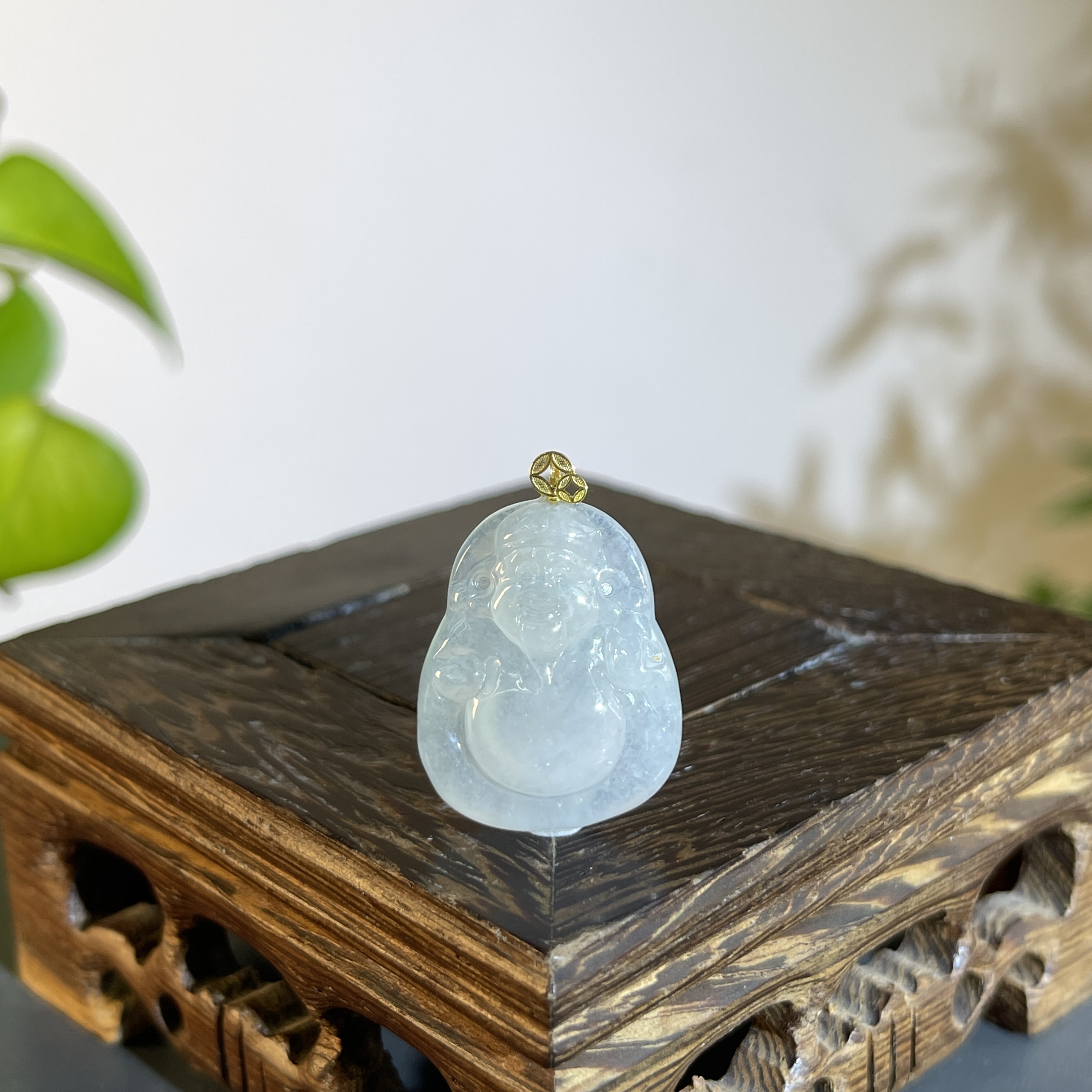 JTW15-51 天然缅甸翡翠A货 18K扣头财神