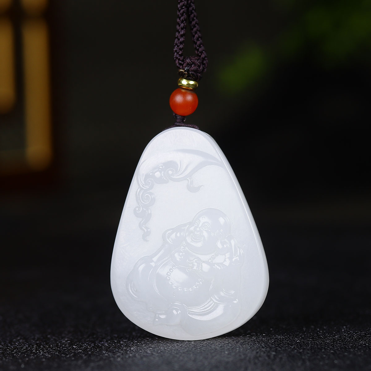 1225169和田玉白玉佛引福来