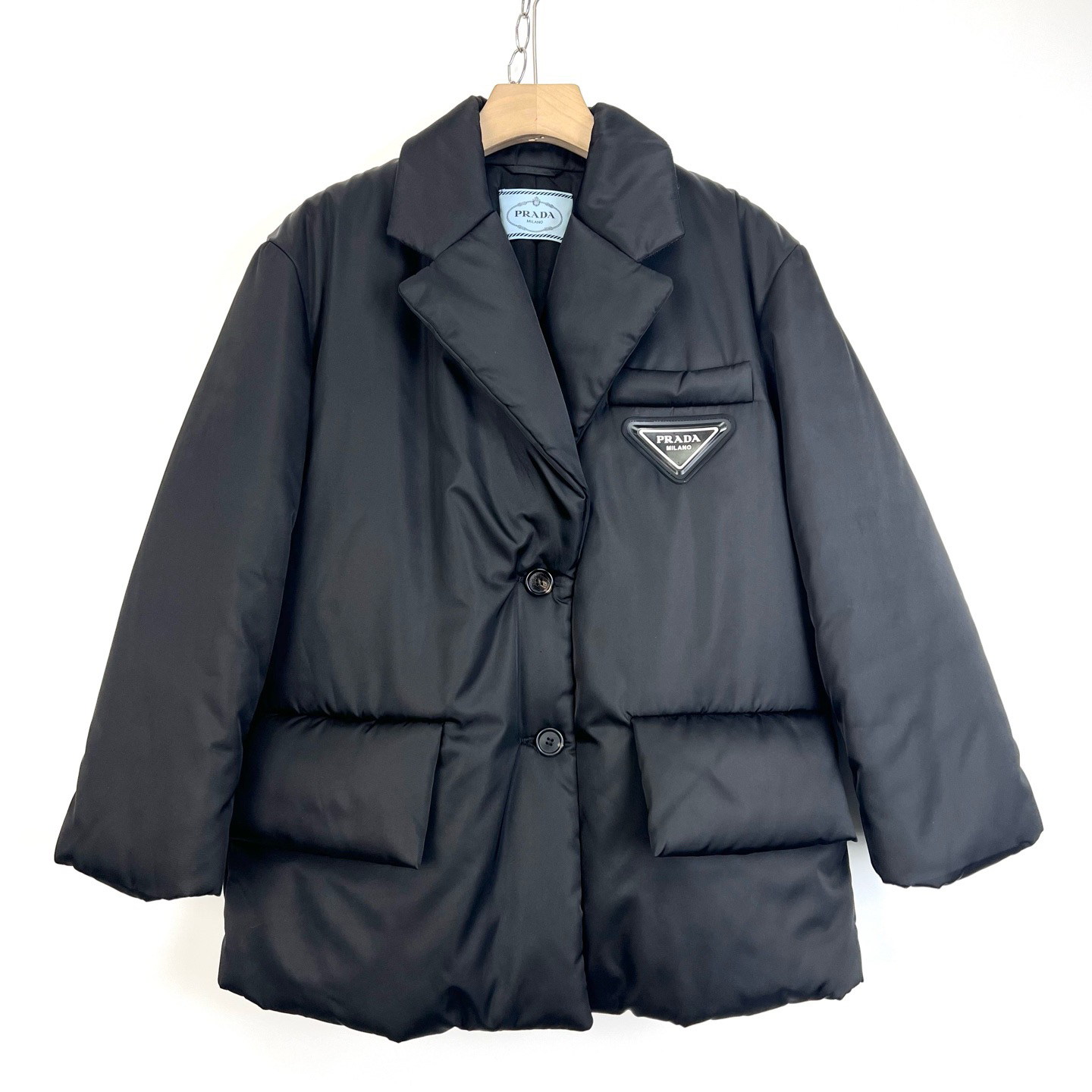 95新 Prada/普拉达 98新/36码/尼龙三角标羽绒服/如图刮痕/08999