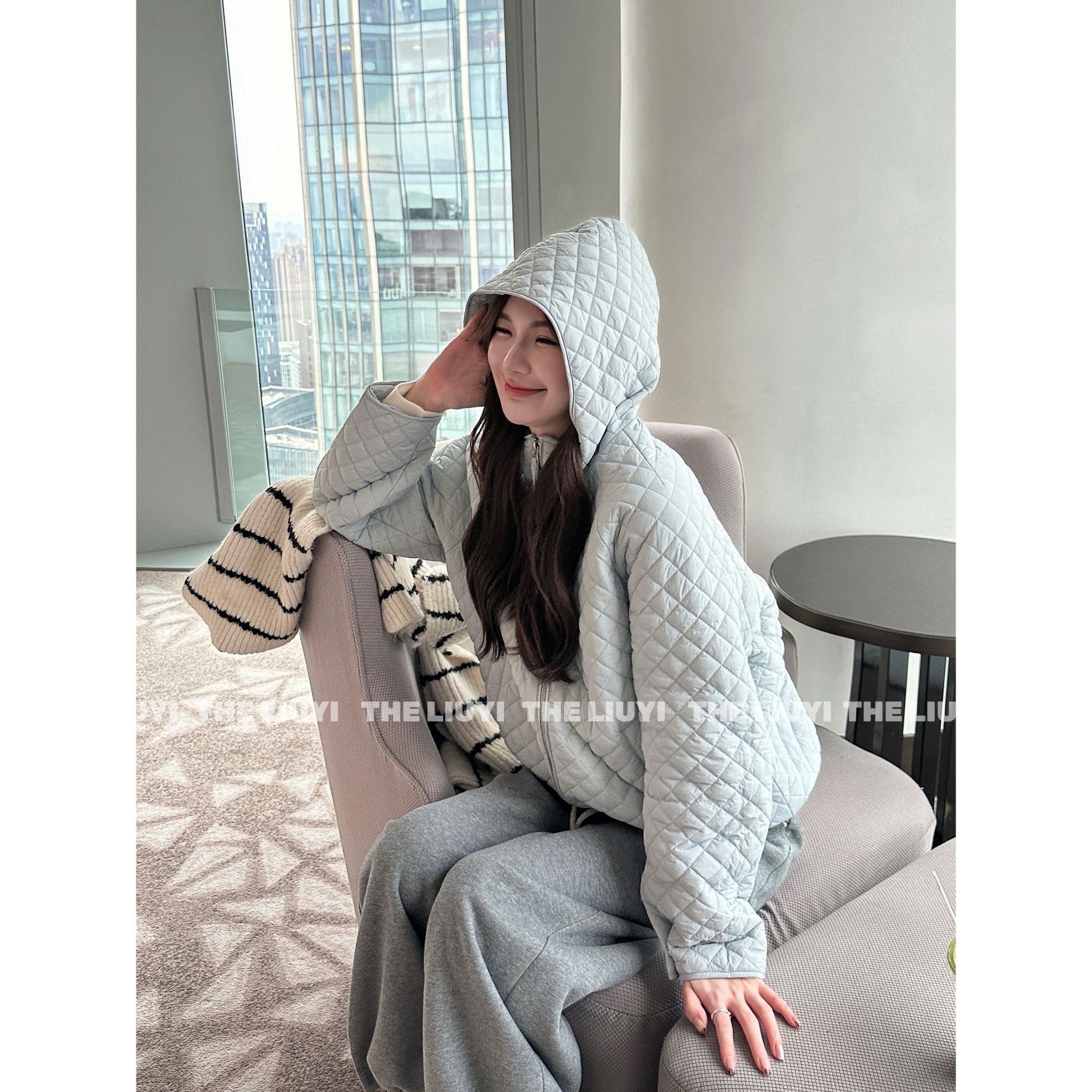 【LIUYI】云朵棉服～菱格连帽宽松保暖显瘦棉服外套59257
