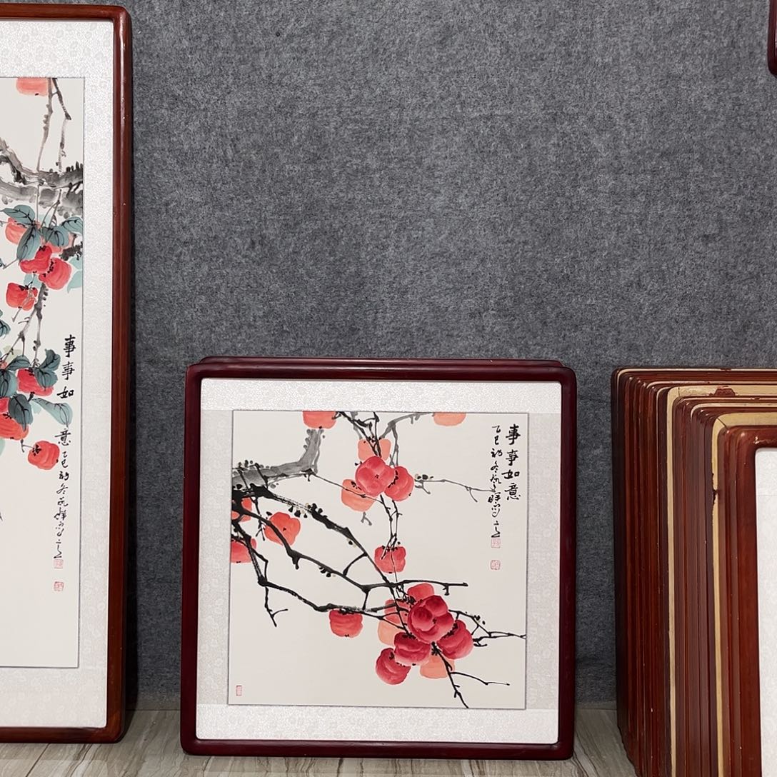 国画书画作品带框63×63