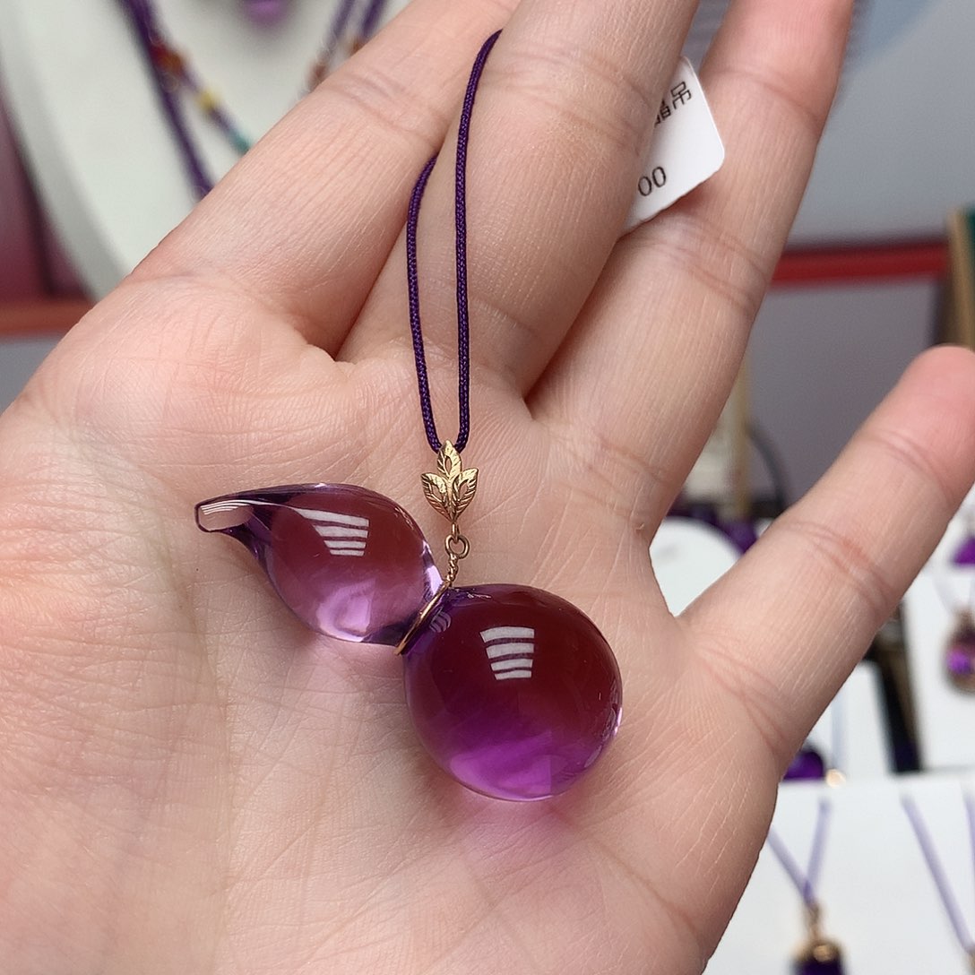 紫晶吊坠(赠链)18K金镶嵌