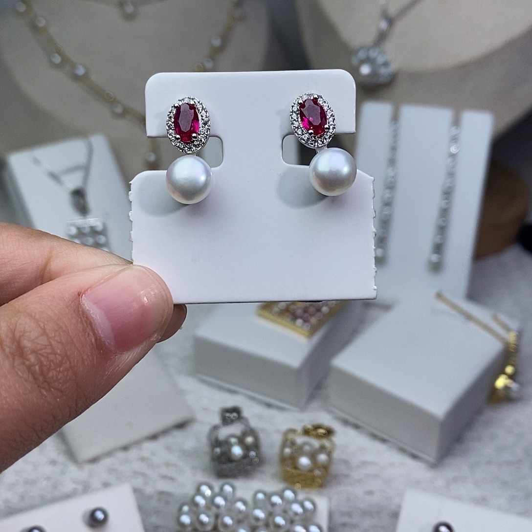 耳饰淡水珍珠银S925镶嵌