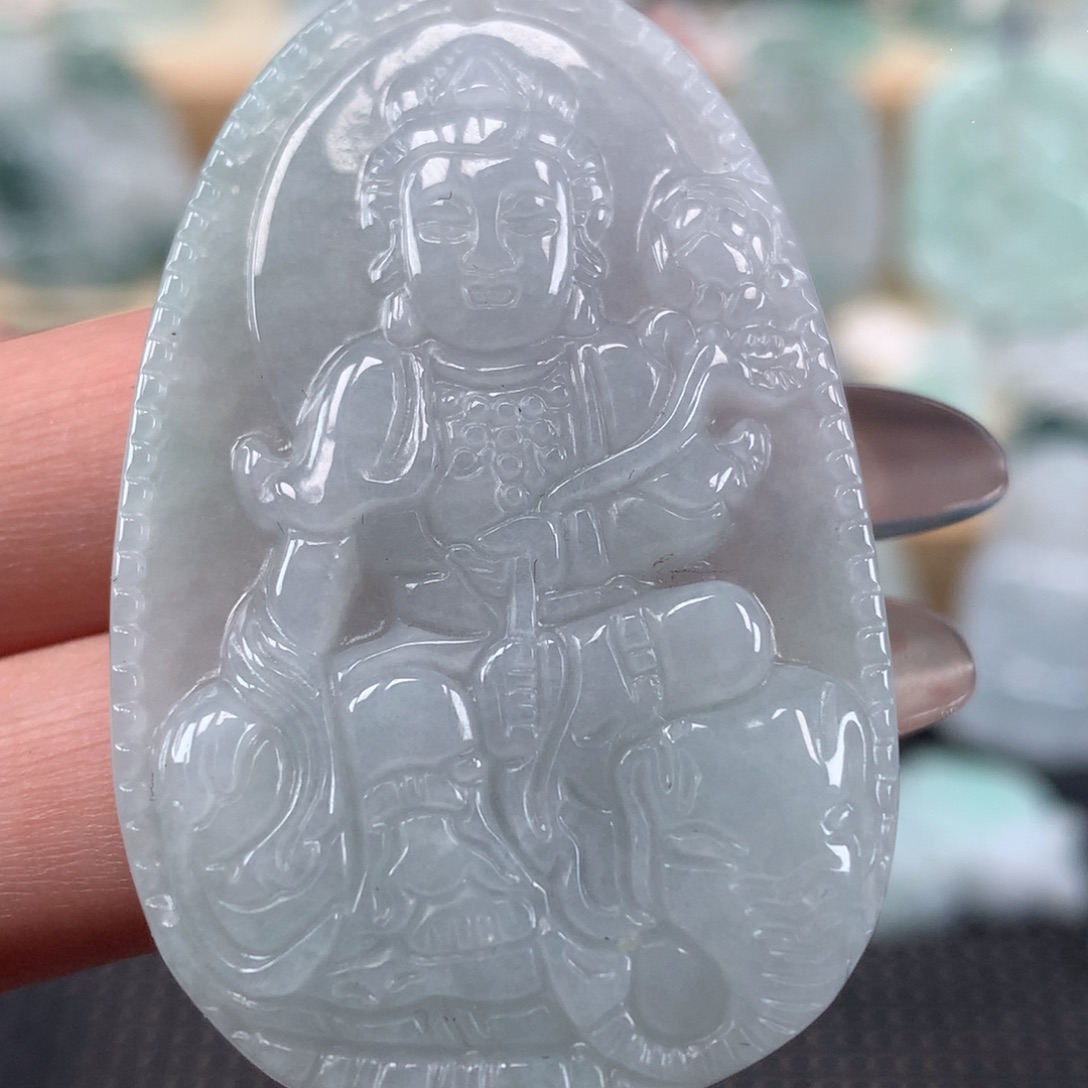 翡翠未镶嵌颈饰普贤菩萨吊坠