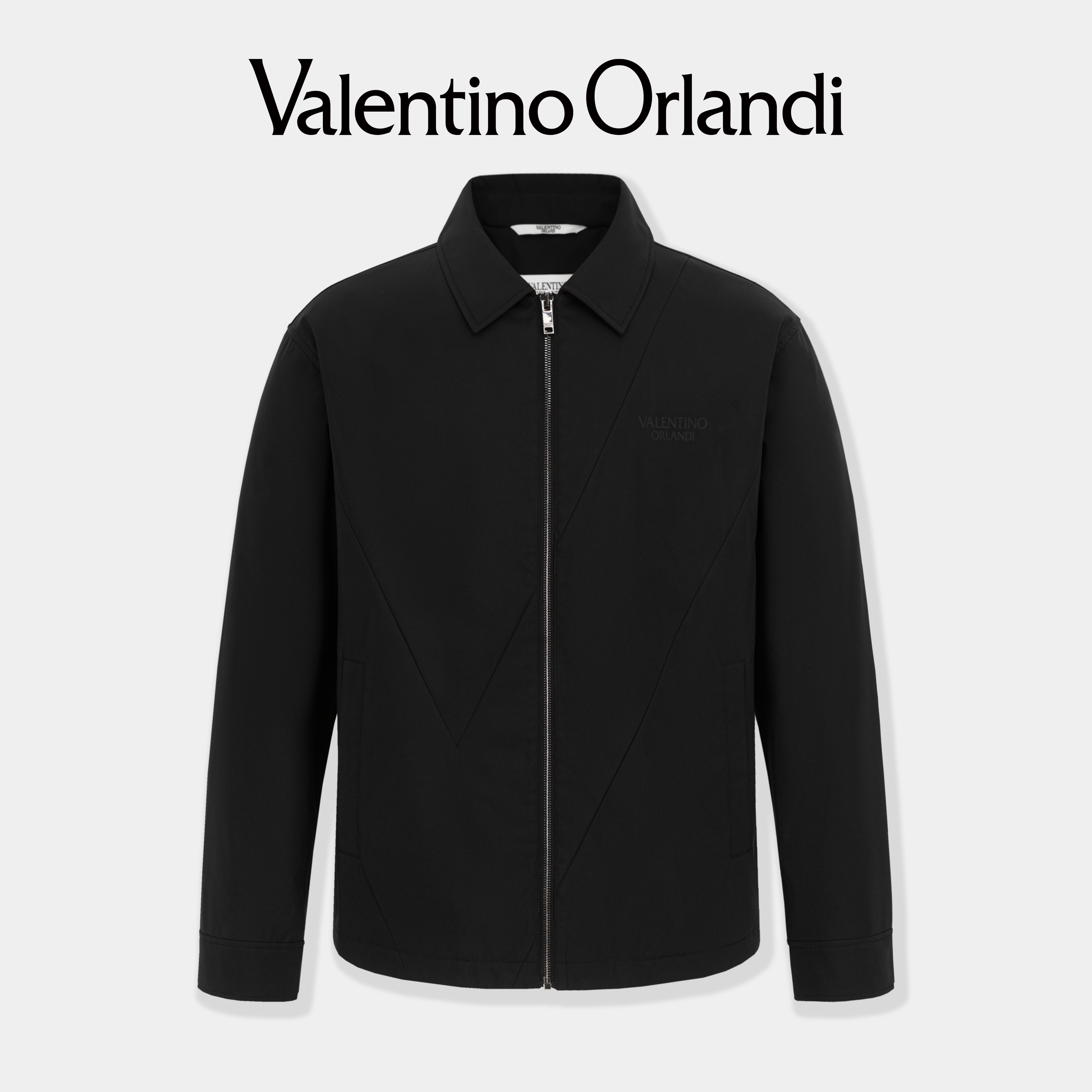 Valentino orlandi男士秋冬B版简约商务老钱风字母小标刺绣棉服