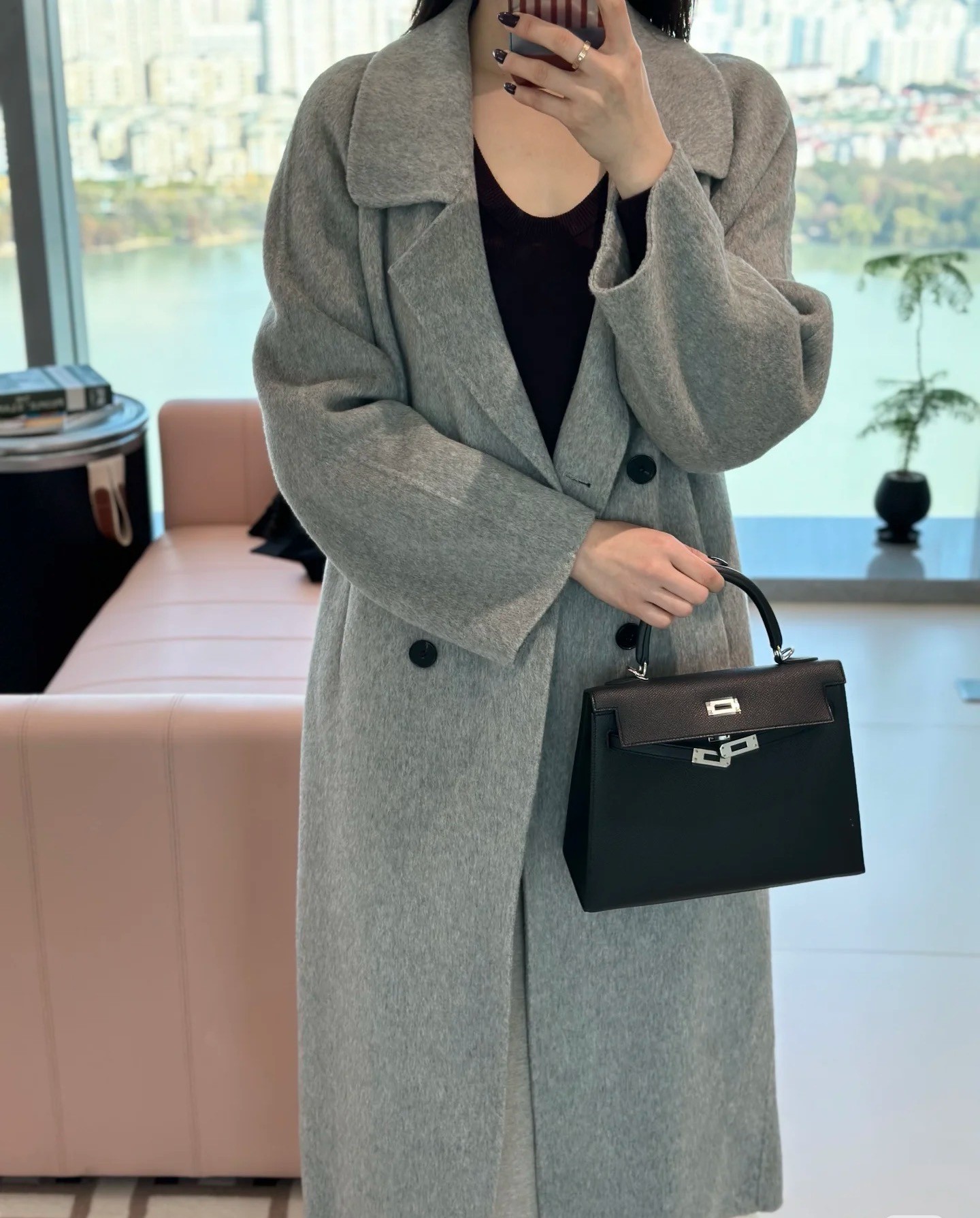 长款毛呢外套中长款呢子双面呢通勤风女装网红女秋冬