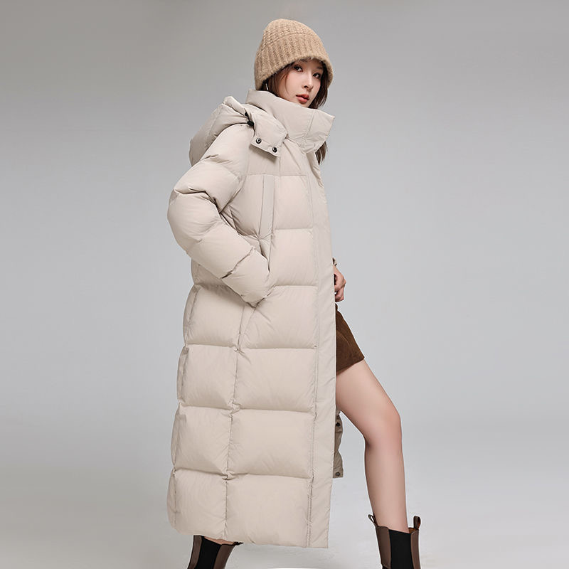 402克95%白鸭绒【零下40°专用】极寒羽绒服女超厚超长款过膝外套
