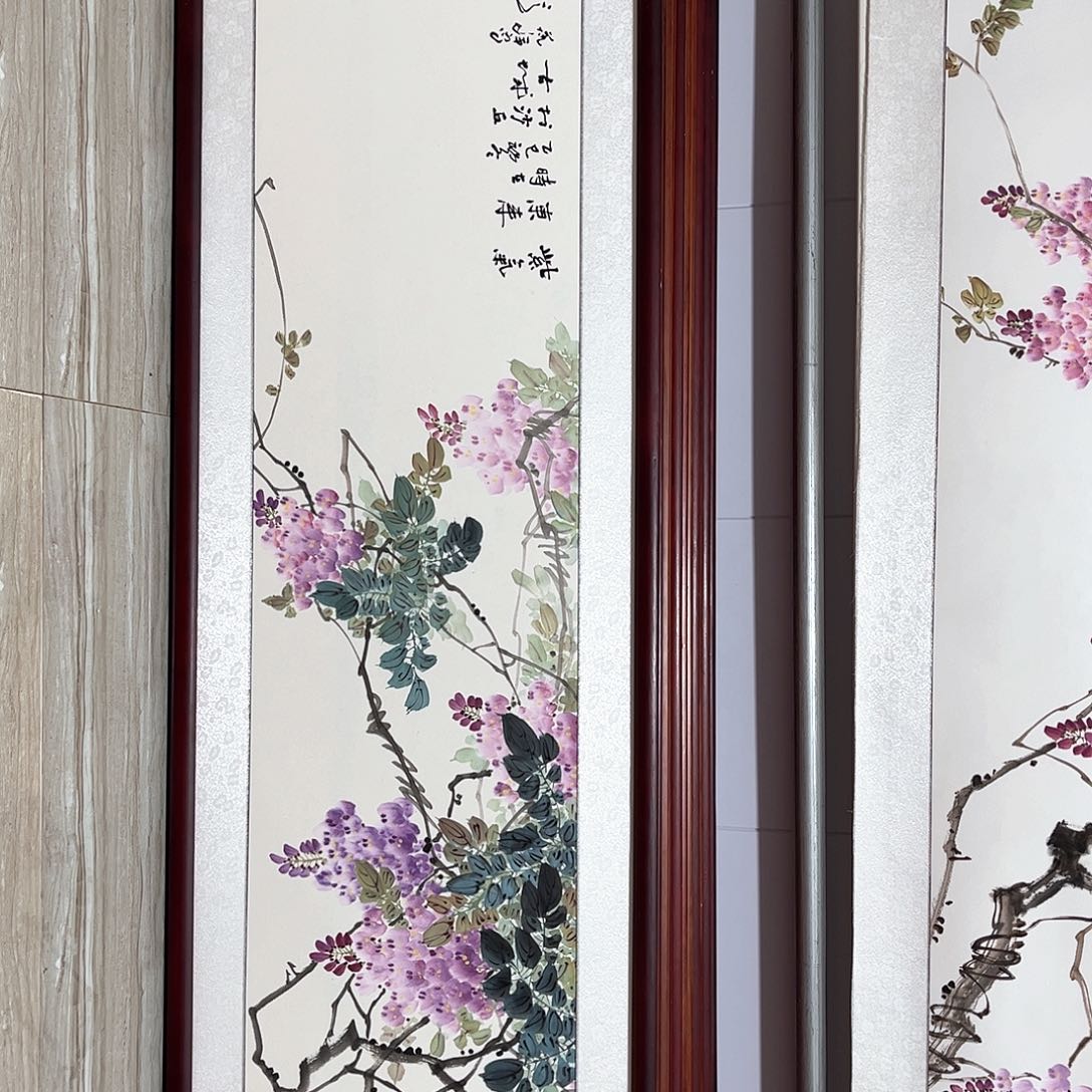 照***子国画书画作品带框163×48