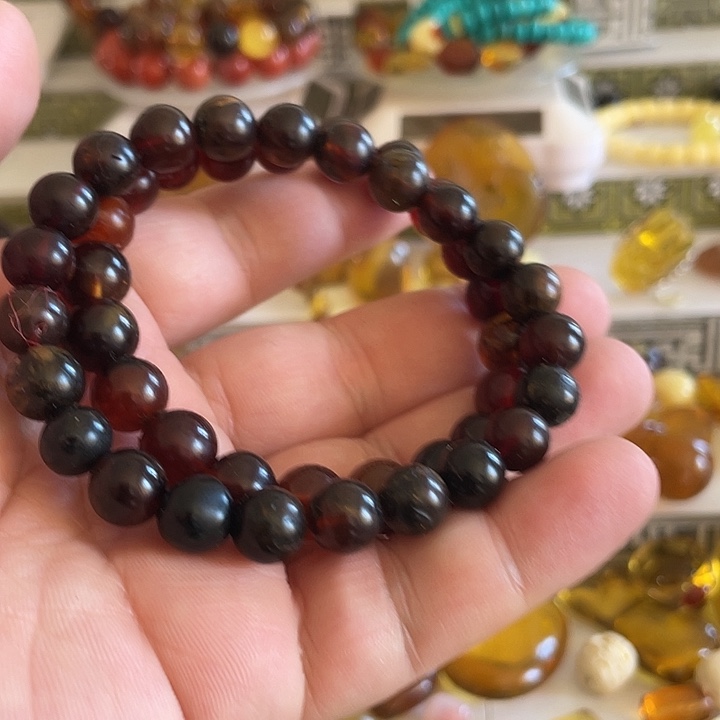 琥珀未镶嵌裸石手串