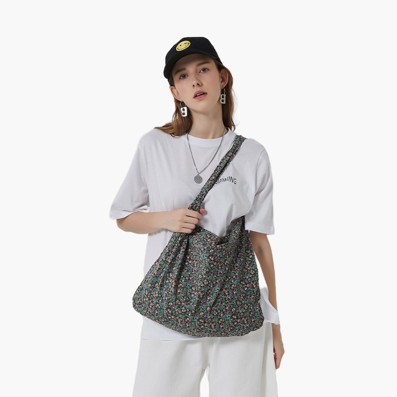 BIKKIE 薄荷碎花-小众设计小清新碎花布袋百搭新款单肩包女