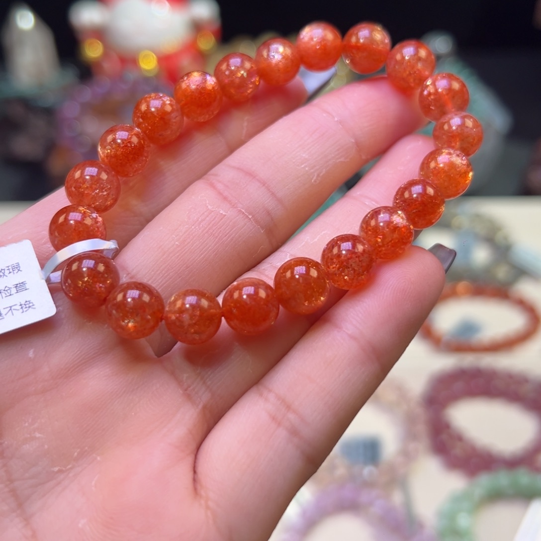 手串未镶嵌长石收藏级老矿金太阳8.7mm