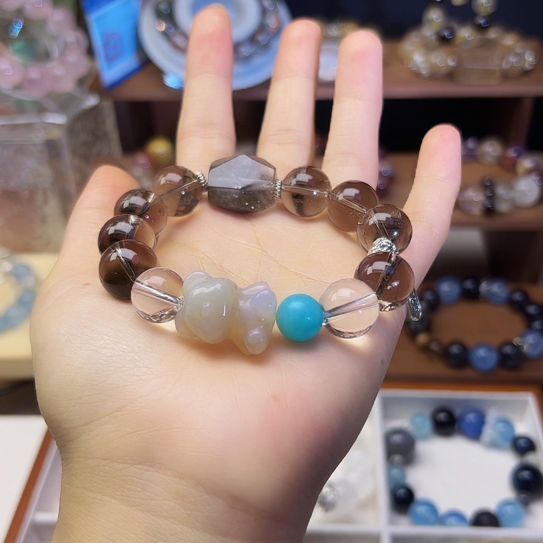 水晶手链未镶嵌茶水晶