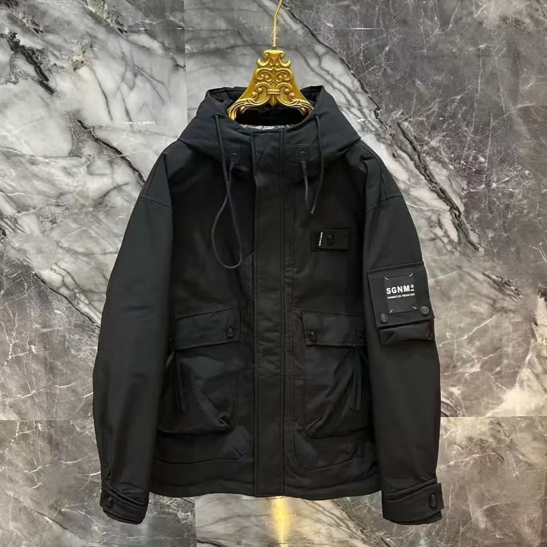 66202黑色G-多多【剪标款】冬季工装连帽保暖情侣加厚外套