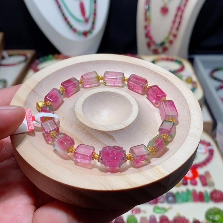 碧玺手链18K金镶嵌碧玺手链