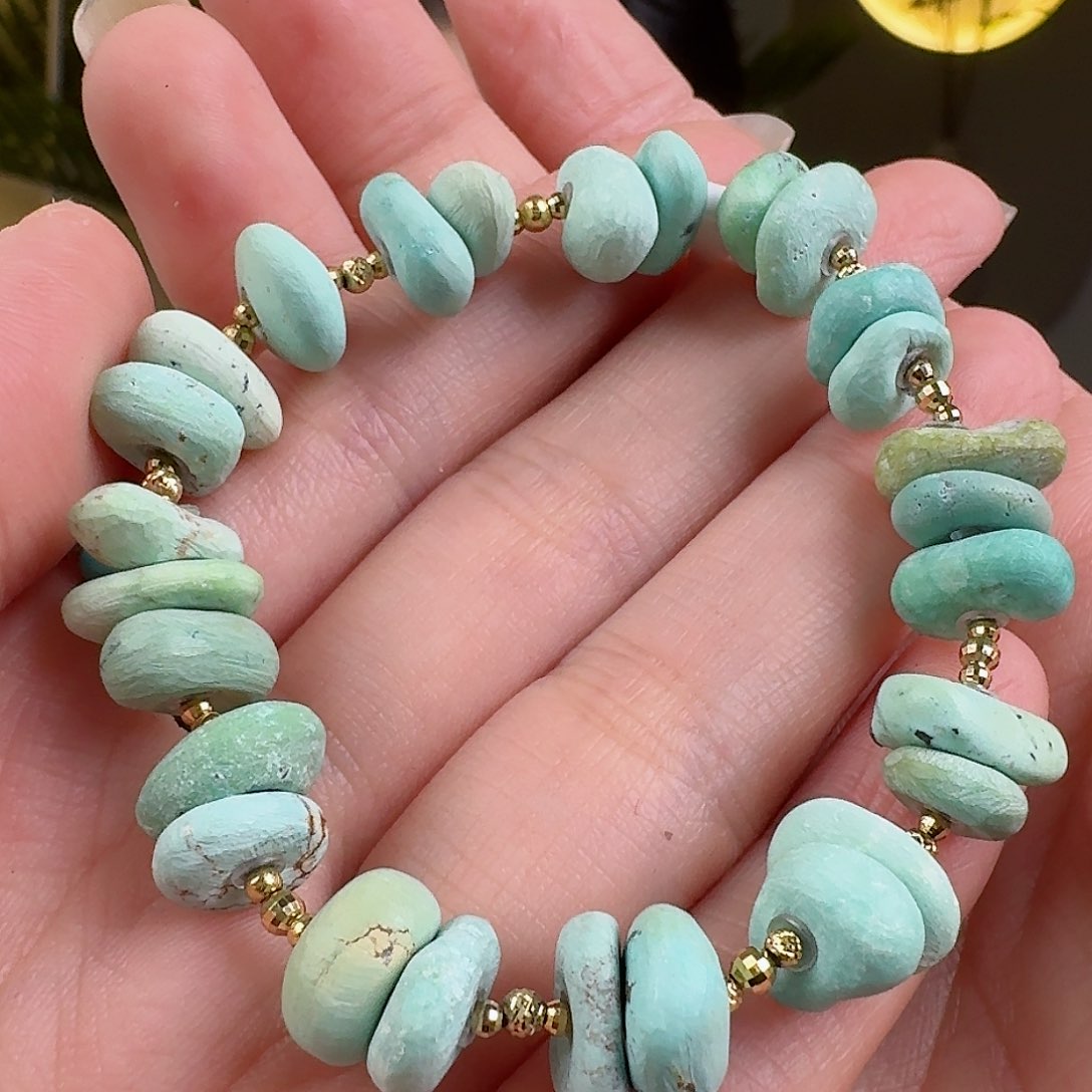 绿松石珠宝奇石18K金镶嵌