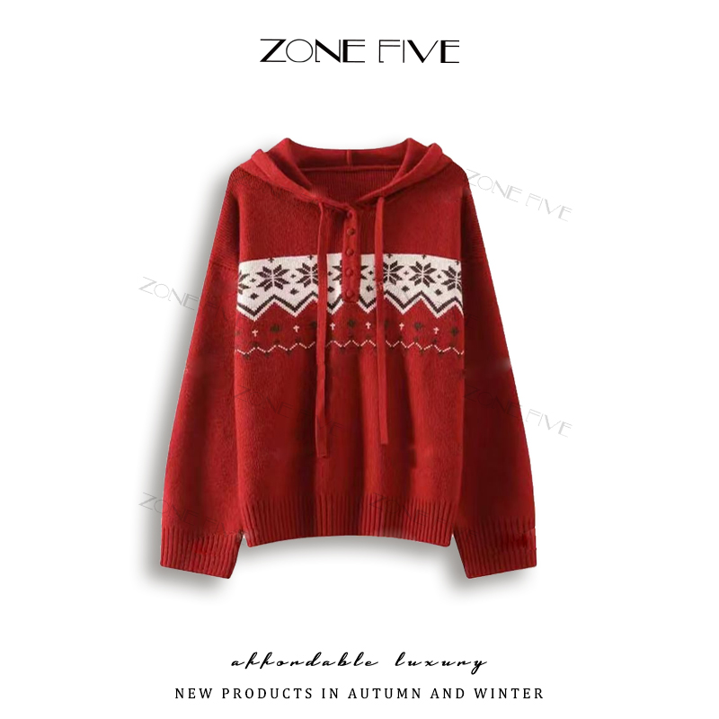 【zonefive】时尚常规厚款休闲风保暖宽松型毛衣圆领外穿慵懒风秋冬