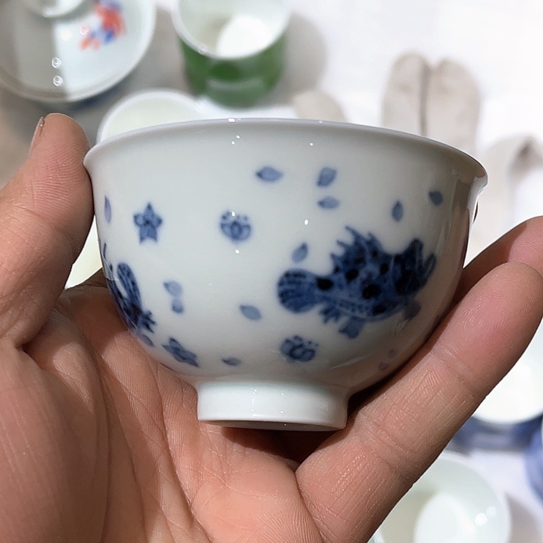 杯青花瓷器青花绘花图案