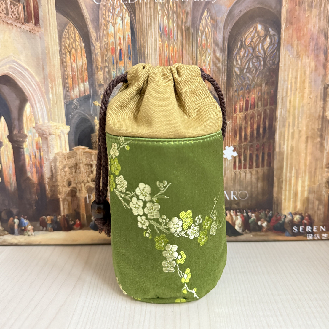 蓓蓓鸣虫_60口径蝈蝈罐绸缎布套（绿色）