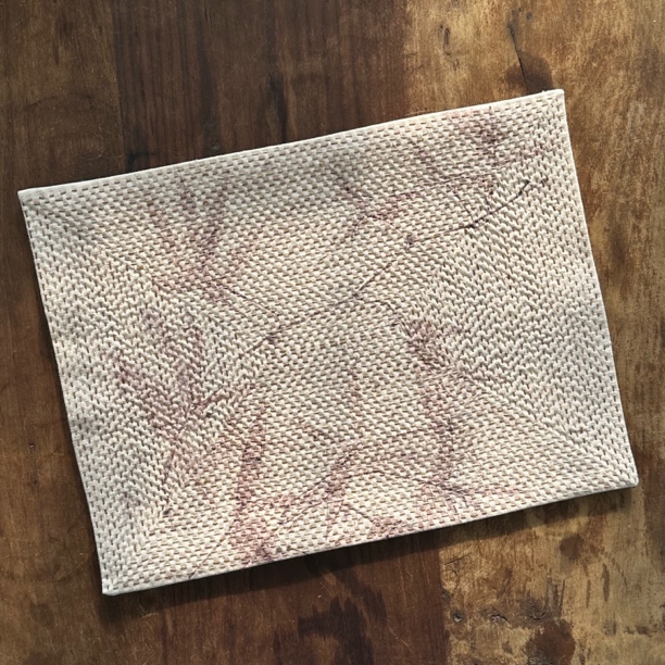 熙熙手作老布手织布热转印竹子密密缝刺子绣茶席30*40手工蓝色