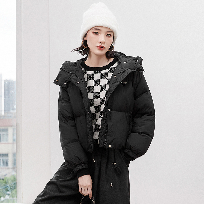 YRB时尚减龄宽松连帽上衣白鸭绒羽绒服女54YR1B0046