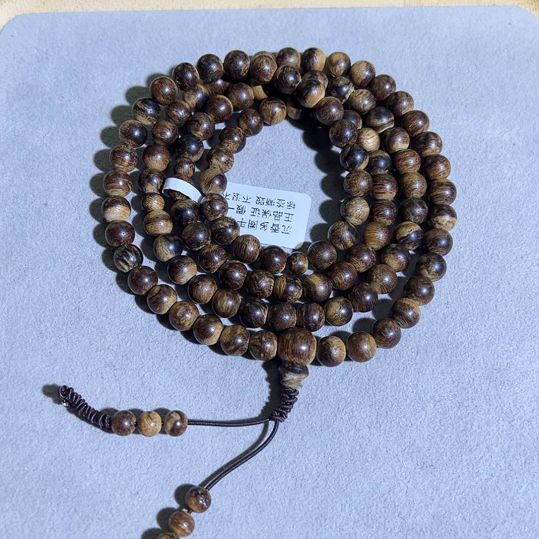 沉香手串天然达拉干虎斑老料0.7多圈 9分 奶香蜜甜凉