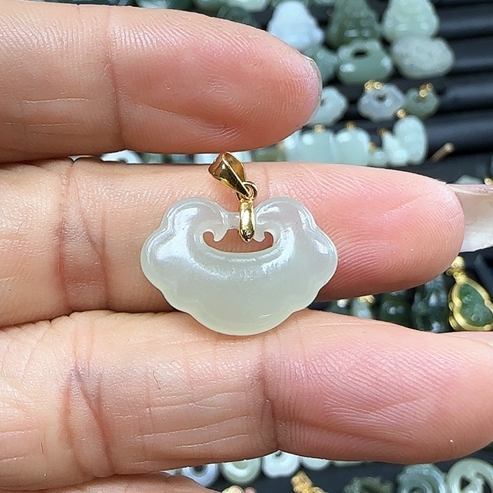 和田玉吊坠(不含链)银S925镶嵌