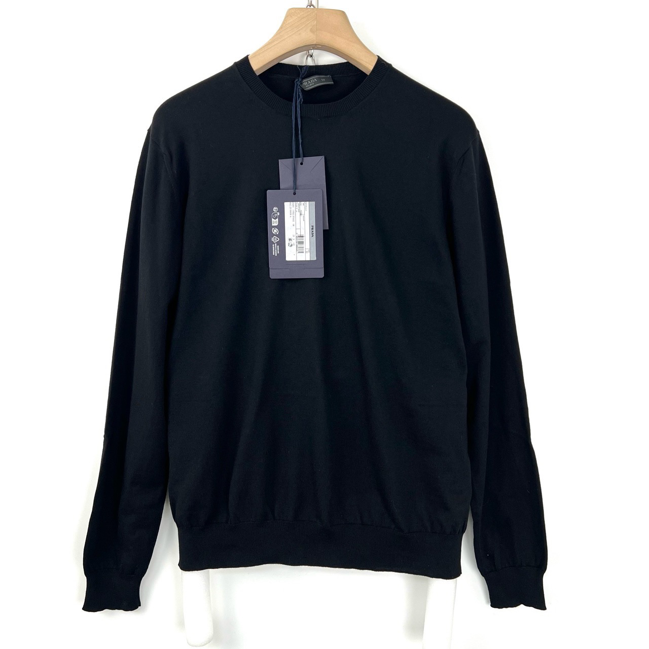 未使用 Prada/普拉达 50码/黑色圆领针织打底衫/编码0514