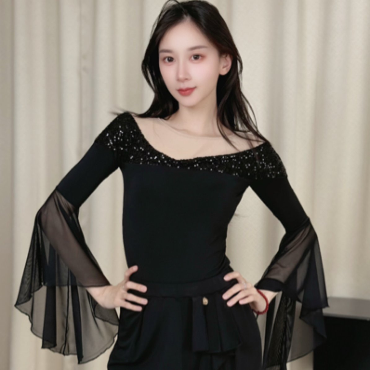 【断码清】丹珍舞服摩登舞国标练功服上衣M3-10