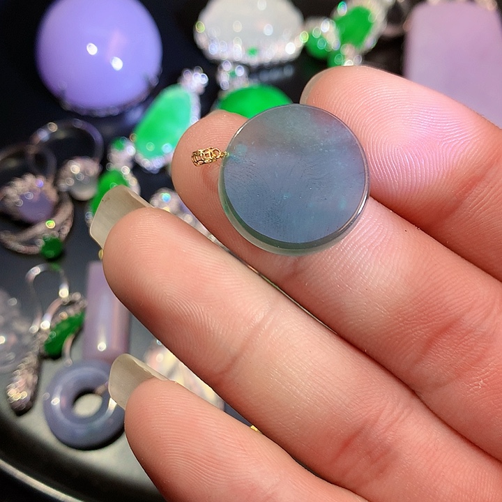 翡翠挂件18K金镶嵌357458