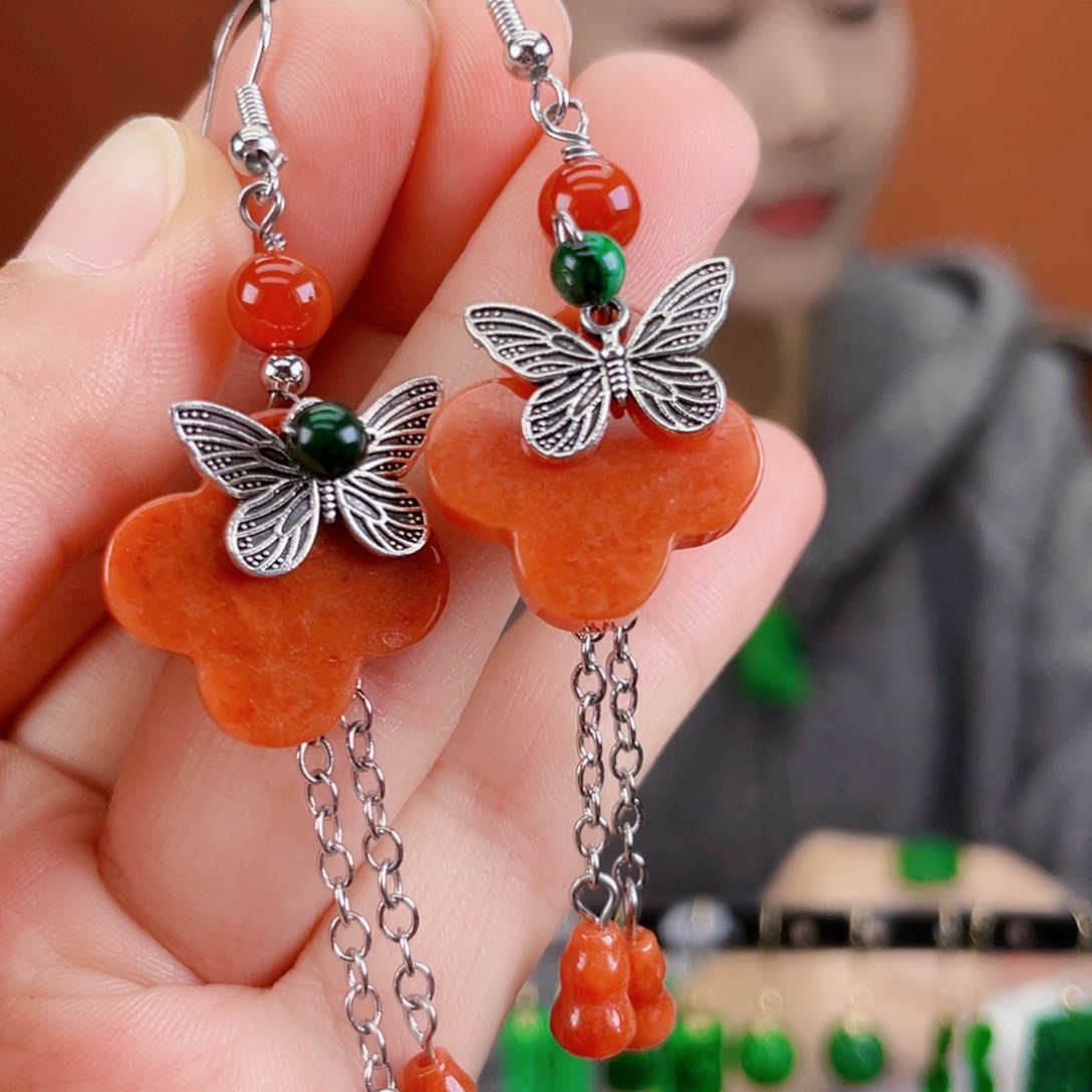 翡翠未镶嵌耳饰饰品