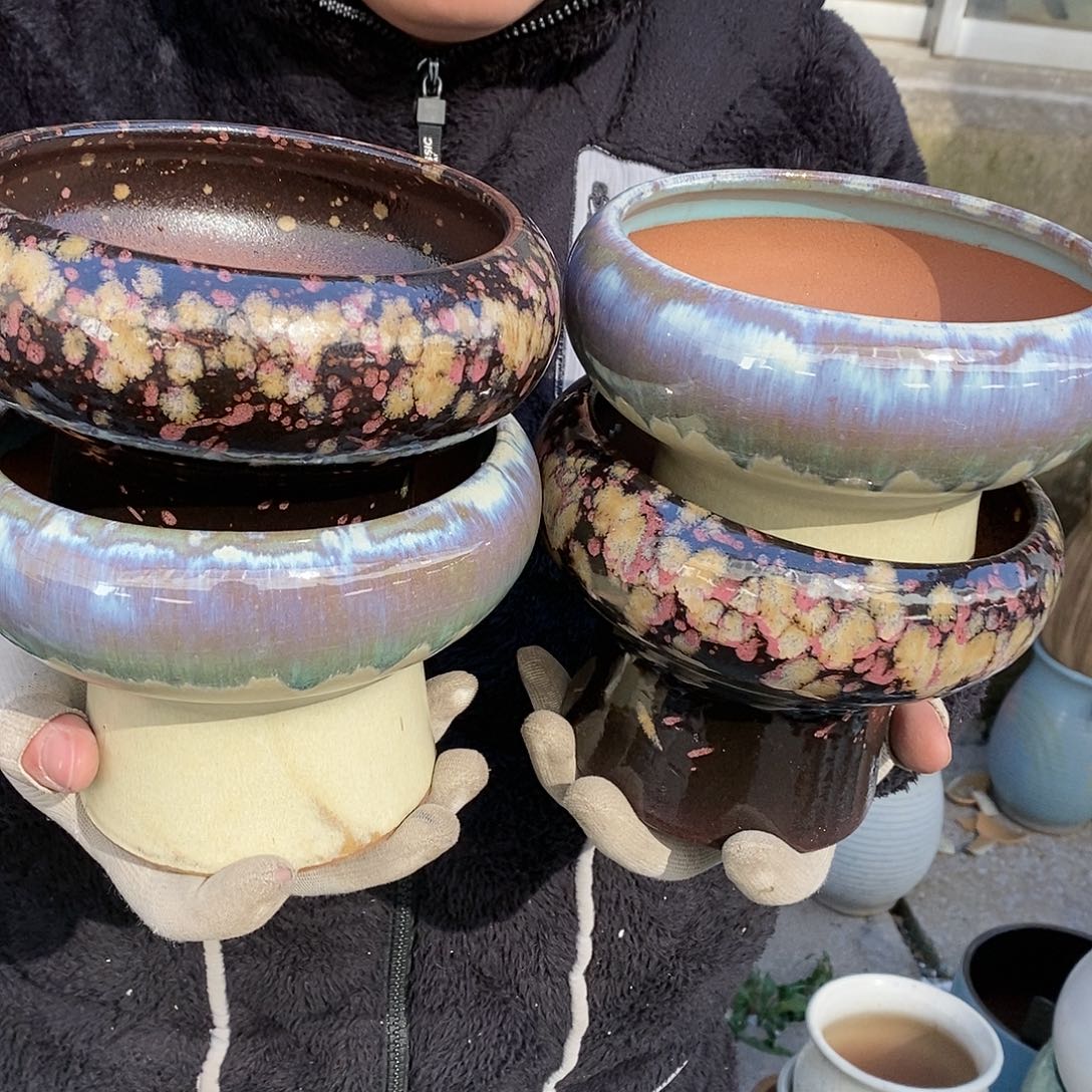 紫砂花盆瑕疵口14高12