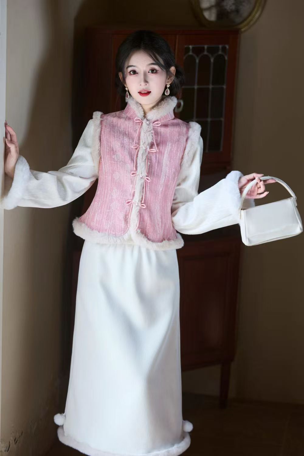 风华《春芽》长袖日常新中式高腰裙A字裙旗袍名媛气质复古中国风