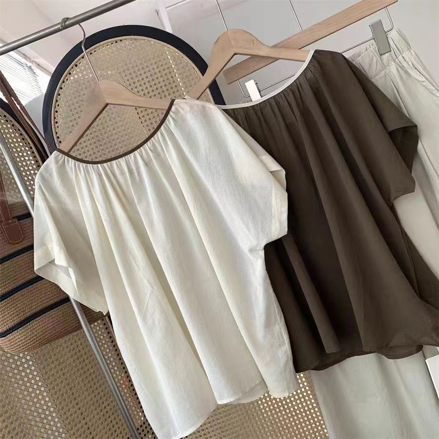 81162 圆领撞色无袖小衫