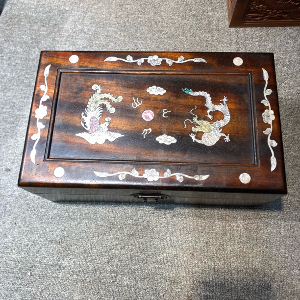 龙凤呈祥镶嵌大号首饰盒收纳箱饰品盒