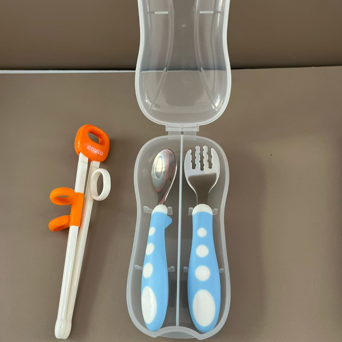 啊贝240盒损宝宝学吃饭训练勺子辅食餐具不锈钢